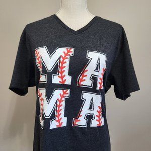 Baseball Mama Tee Shirt Size Medium charcoal gray